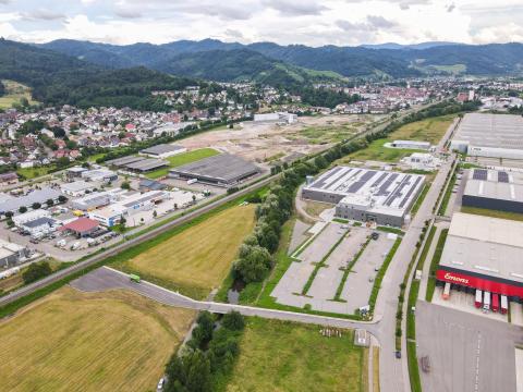 Blick über den Kinzigpark I und das Hukla-Areal, Foto: Stadt Gengenbach